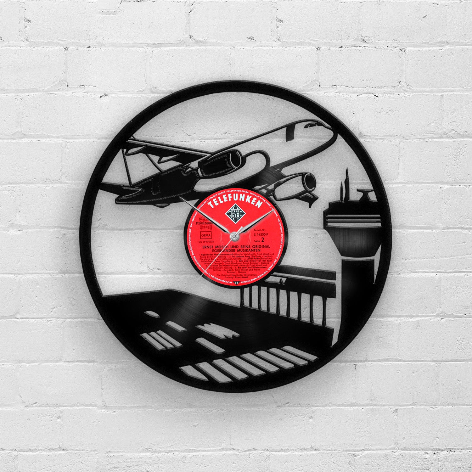 Airplane - 33rpm Vinyl Record Wall Clock