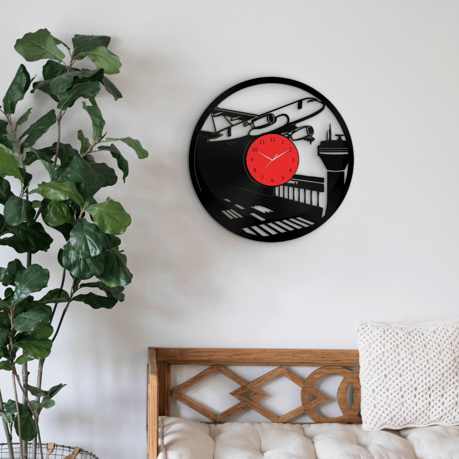 Airplane - 33rpm Vinyl Record Wall Clock