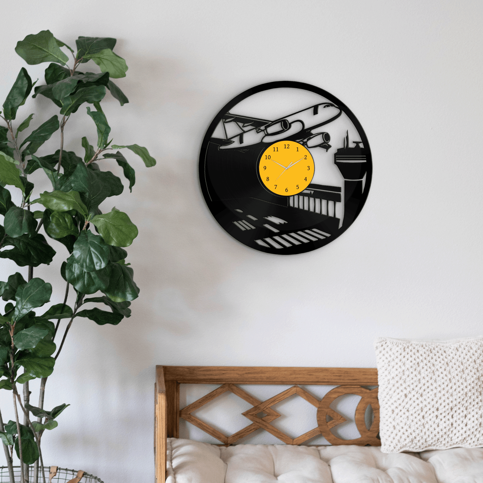 Airplane - 33rpm Vinyl Record Wall Clock