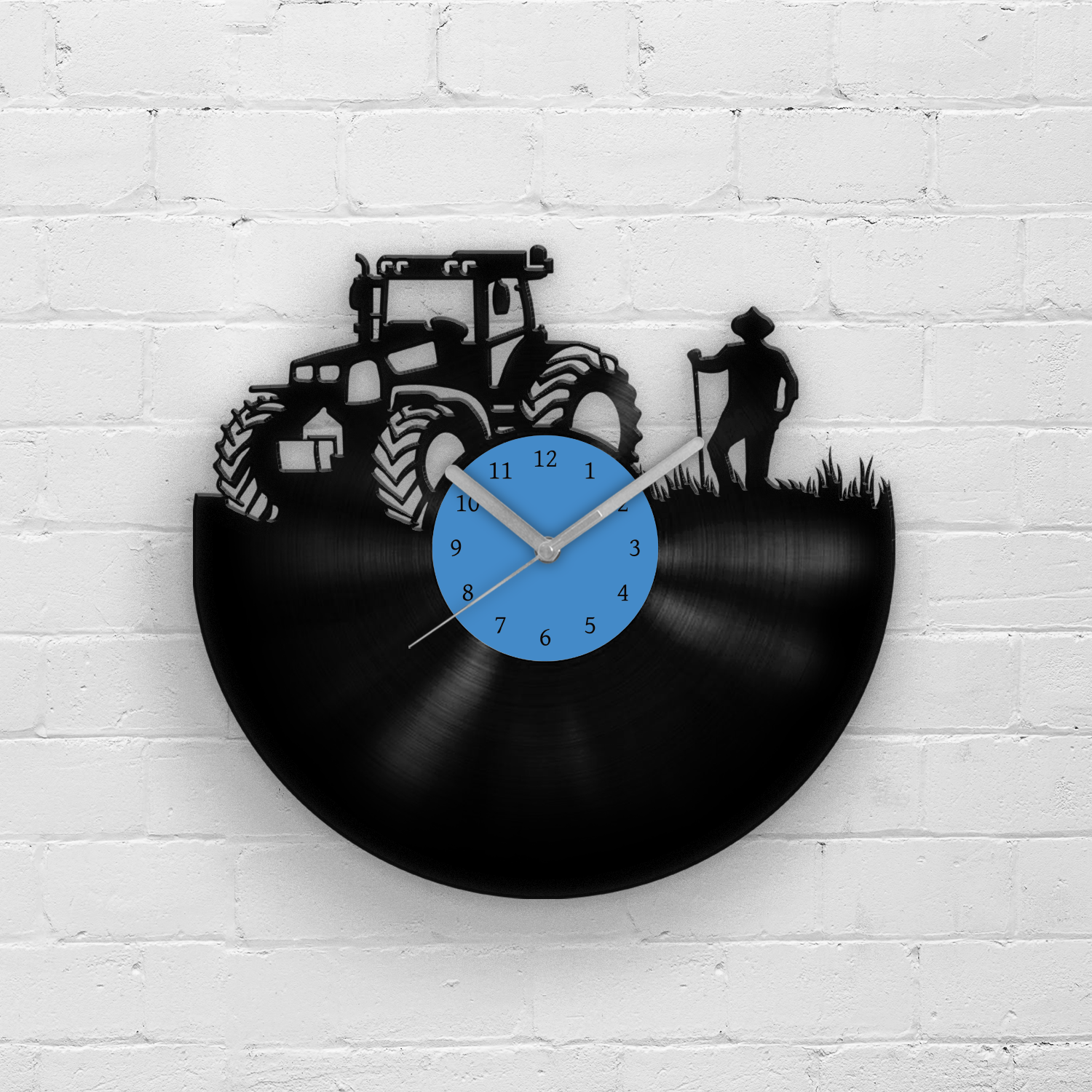Tractor and a farmer - Vinyl Wall Clock