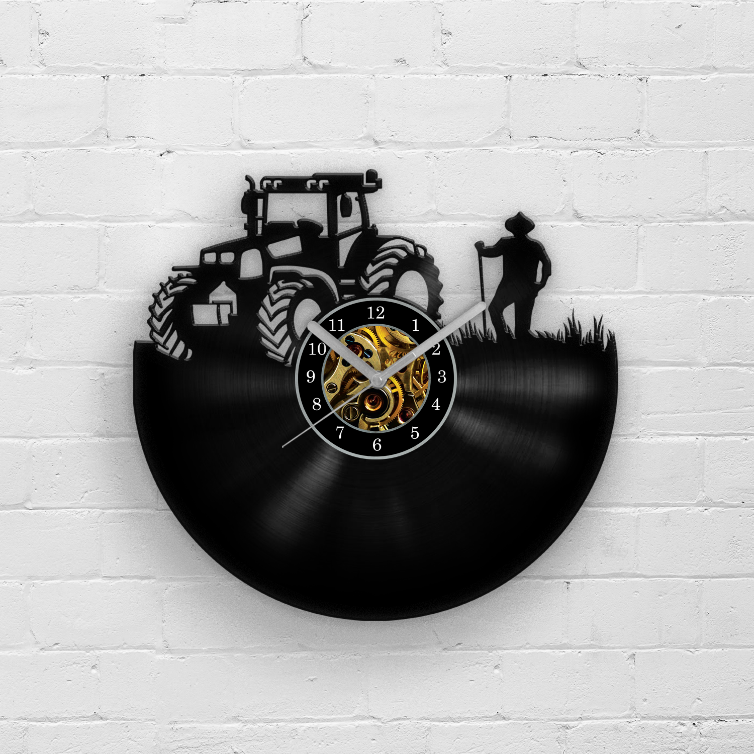 Tractor and a farmer - Vinyl Wall Clock