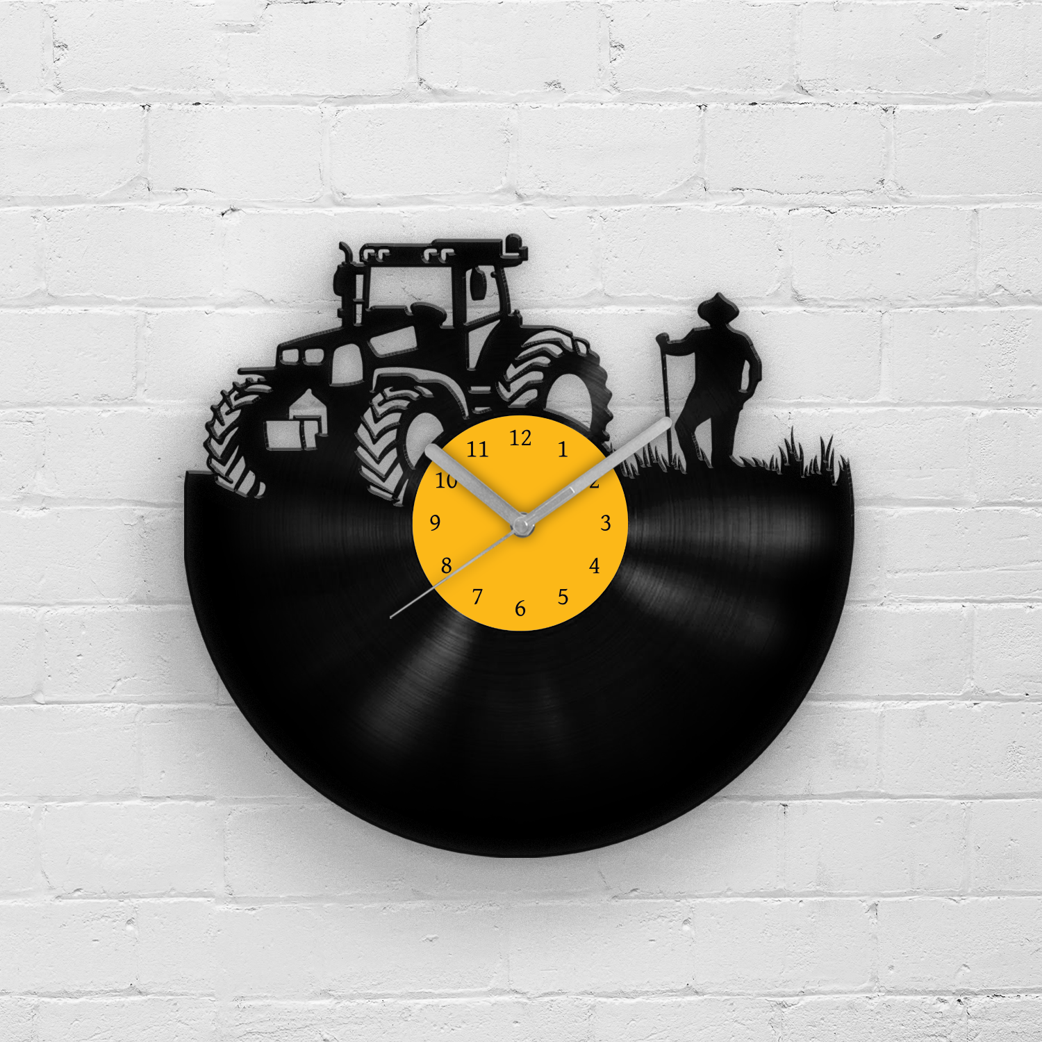 Tractor and a farmer - Vinyl Wall Clock