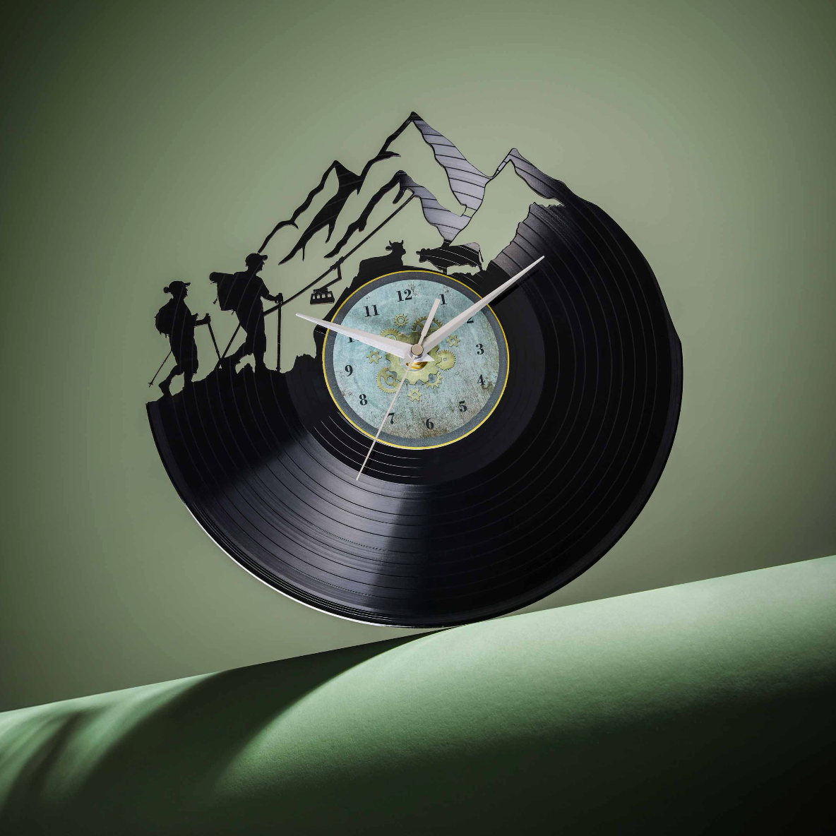 MOUNTAINS ARE CALLING - Vinyl Record Clock