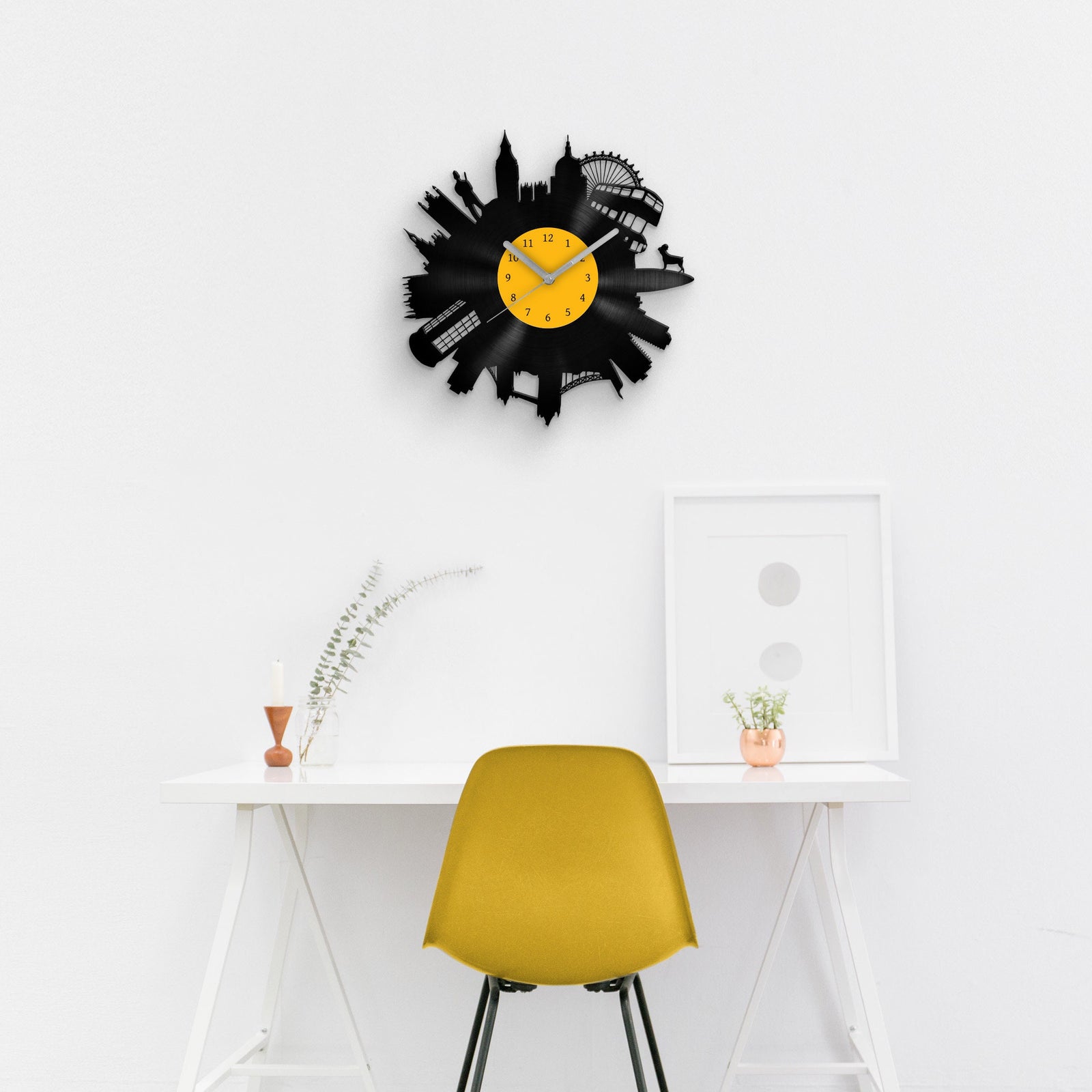 LONDON CITY SKYLINE - vinyl record clock