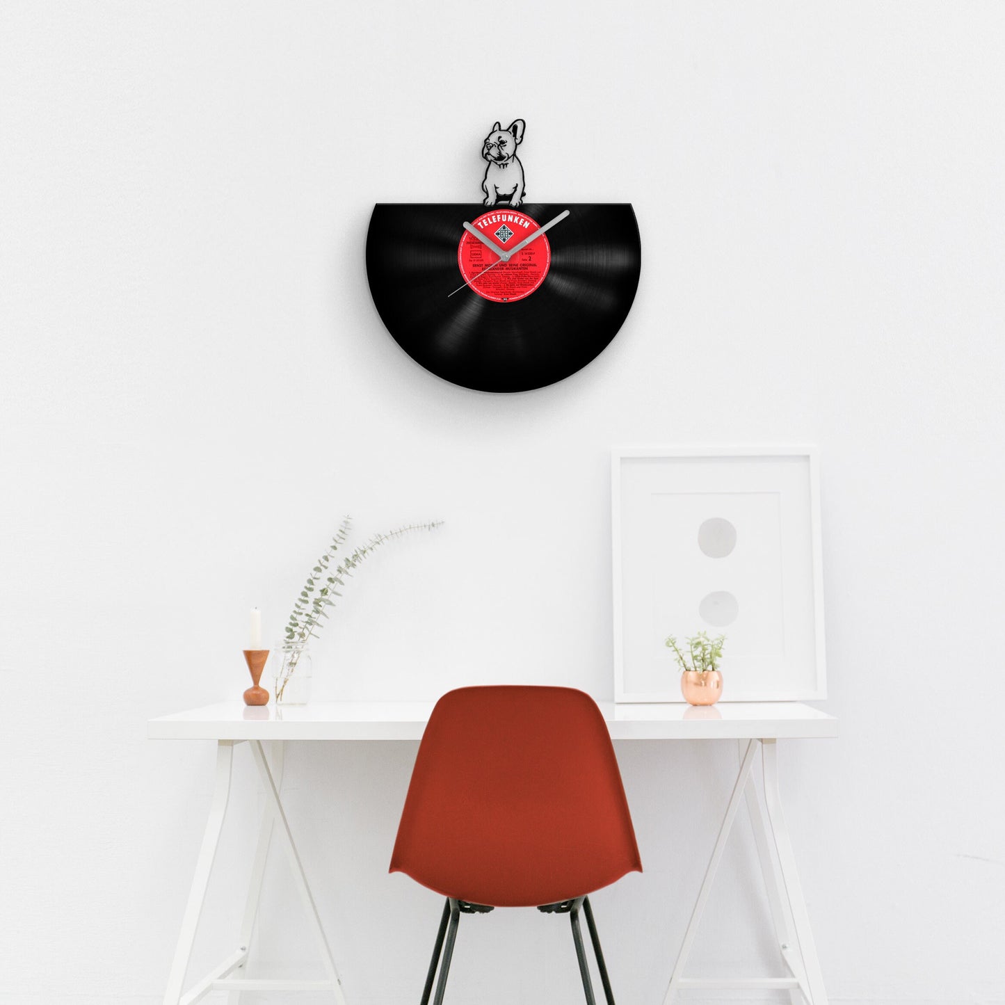 FRENCH BULLDOG PORTRAIT - Vinyl Record Wall Clock