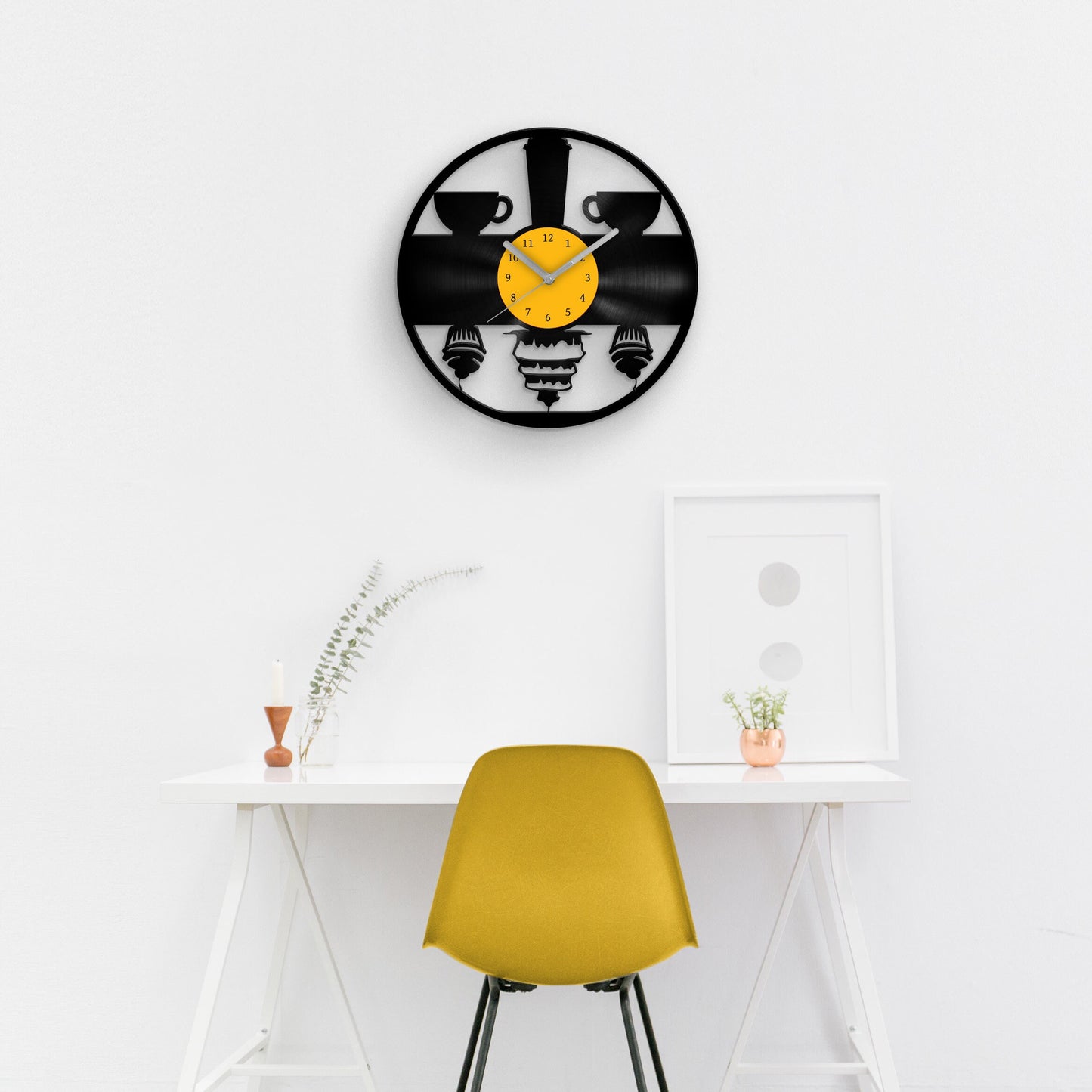 COFFEE and CUPCAKES - Vinyl Record Clock 12"
