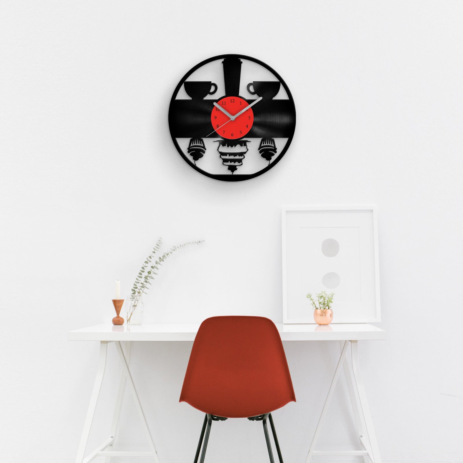 COFFEE and CUPCAKES - Vinyl Record Clock 12