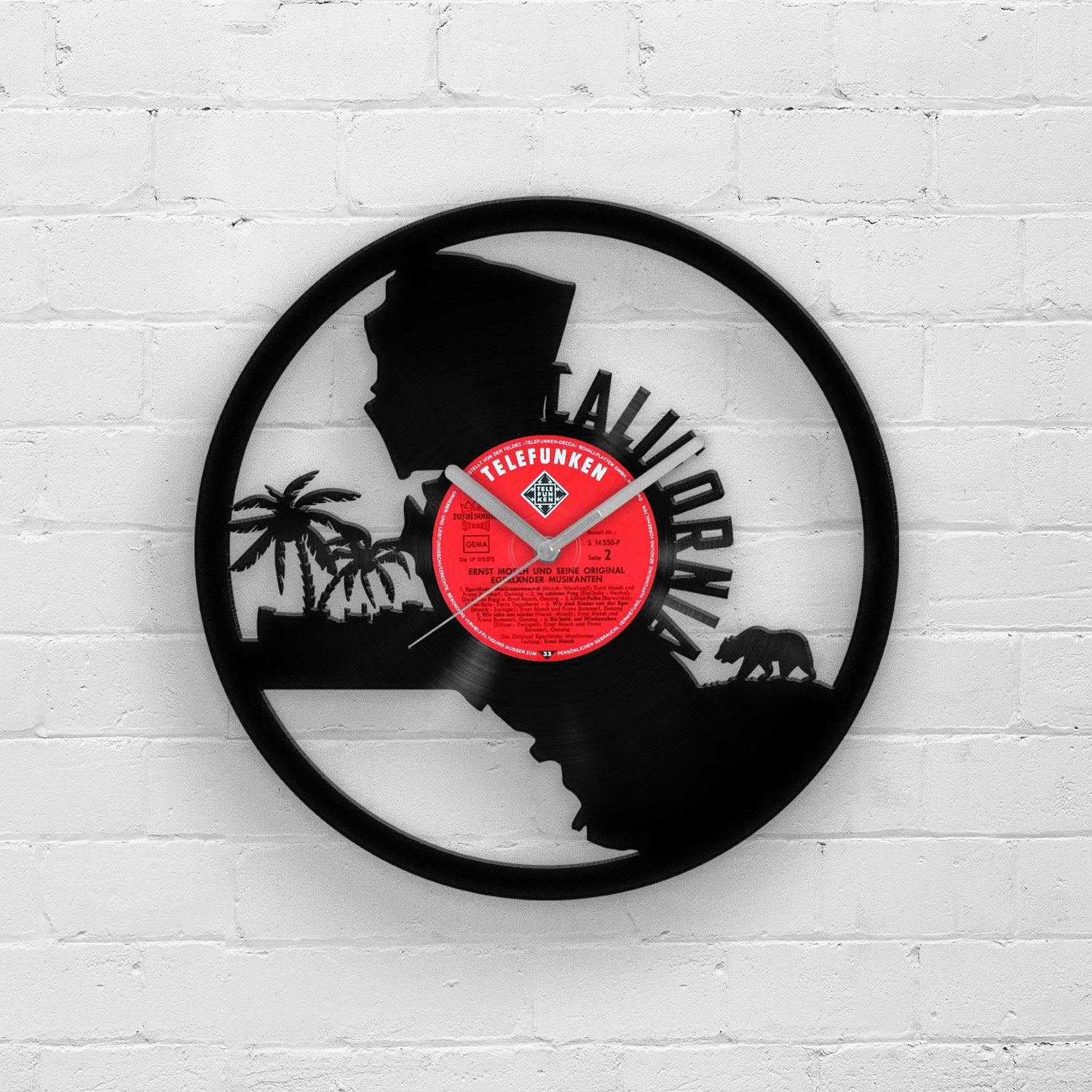 CALIFORNIA STATE MAP - Vinyl Record Wall Clock