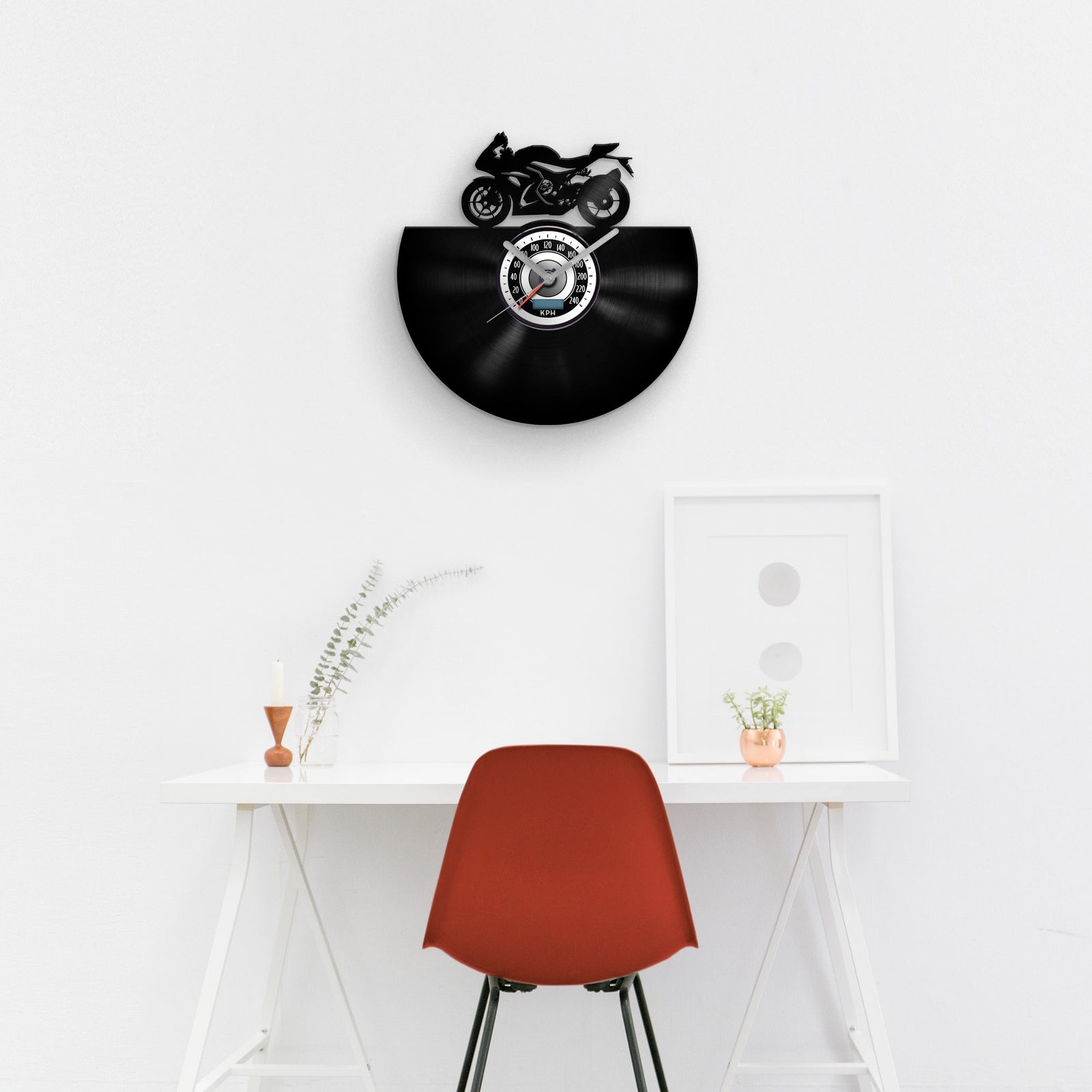 SPORT BIKE SILHOUETTE - Vinyl Record Wall Clock