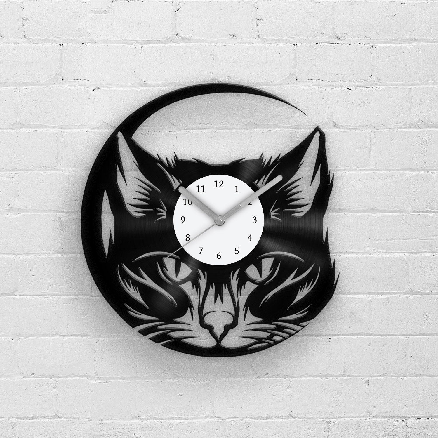 CAT LOVER GIFT - CAT PORTRAIT - Vinyl Record Wall Clock