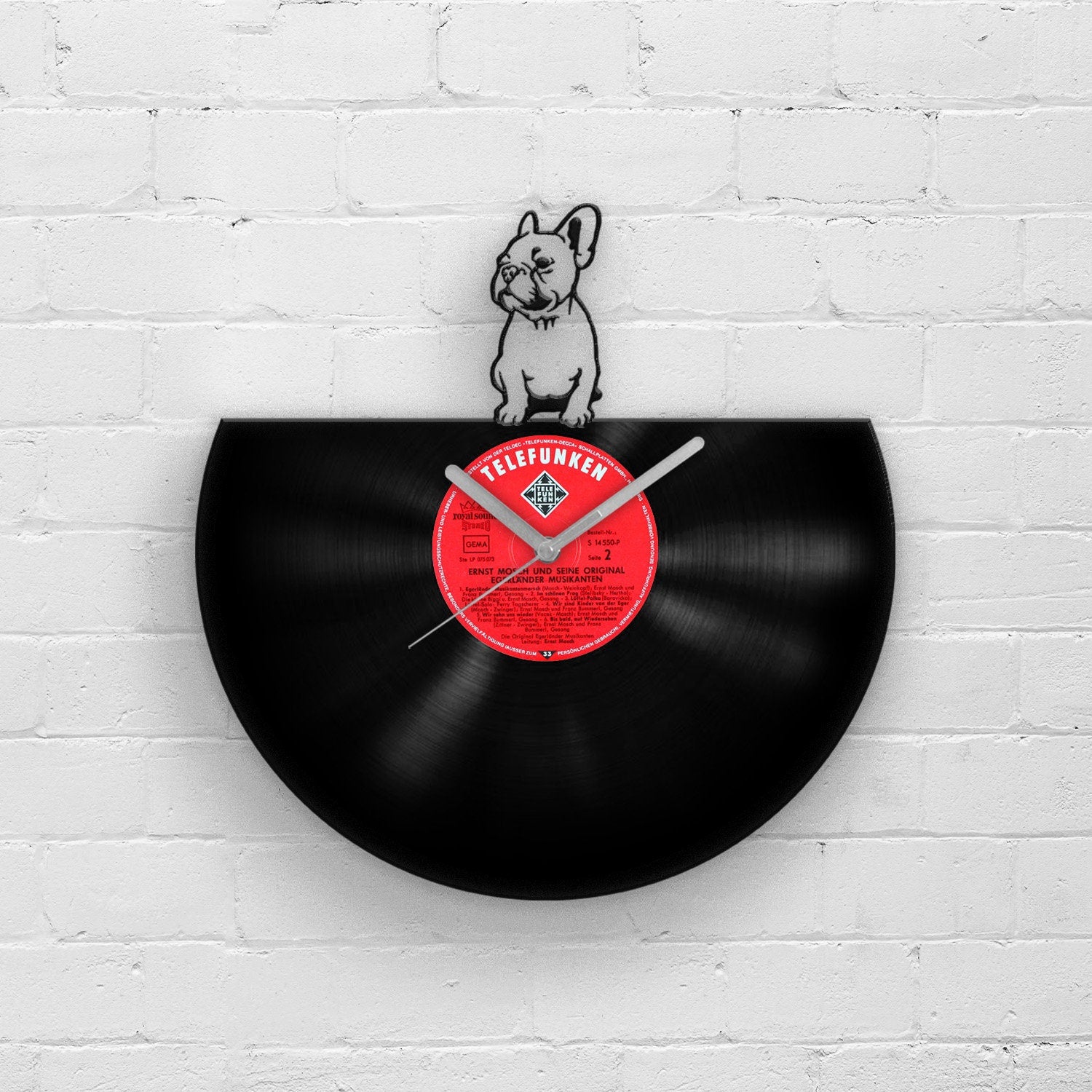 FRENCH BULLDOG PORTRAIT - Vinyl Record Wall Clock