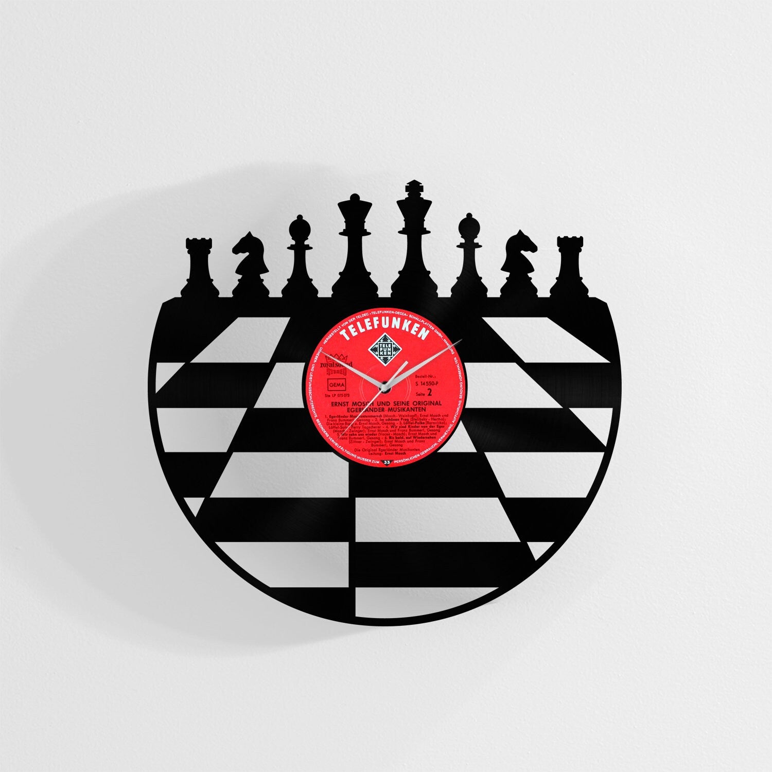 VINTAGE CHESS BOARD - Vinyl Record Wall Clock