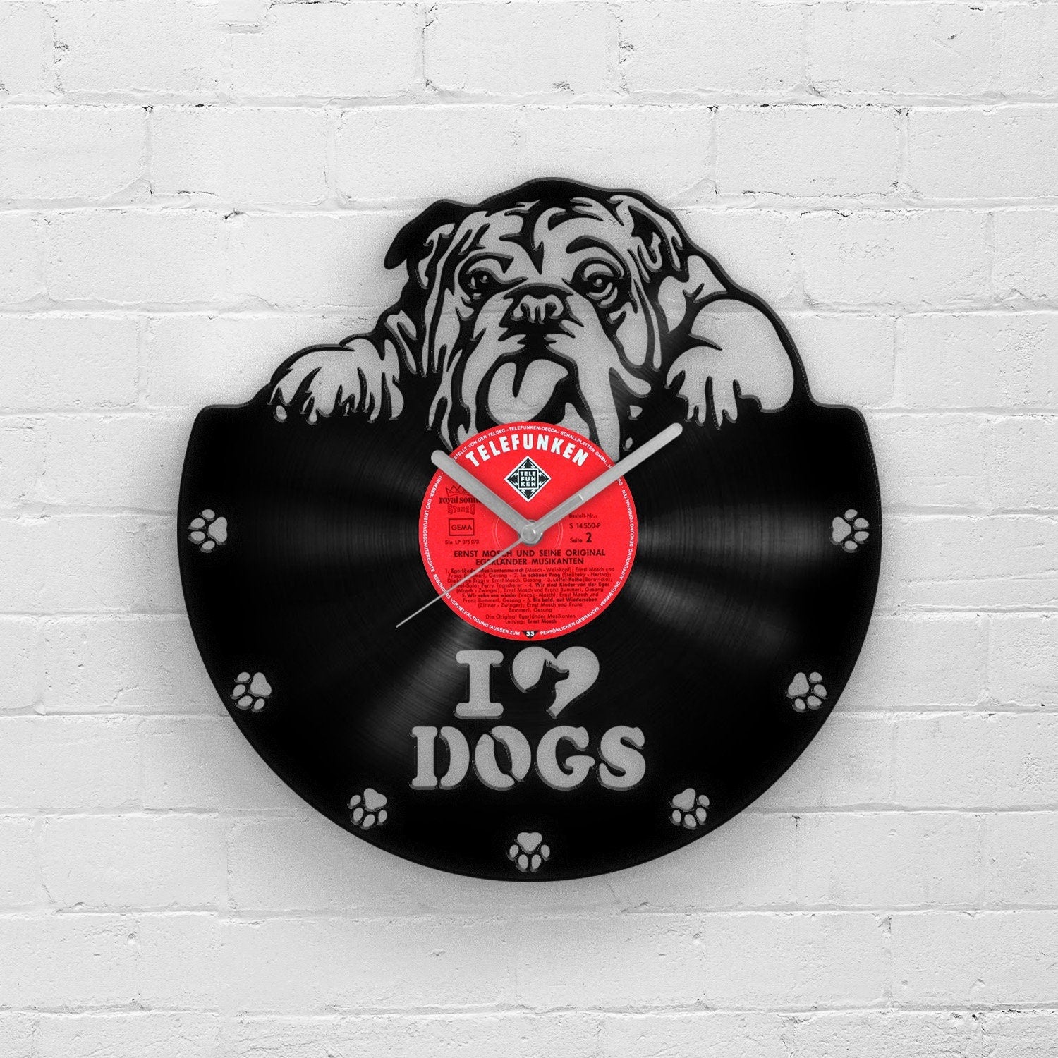 BULLDOG PORTRAIT - Vinyl Record Wall Clock