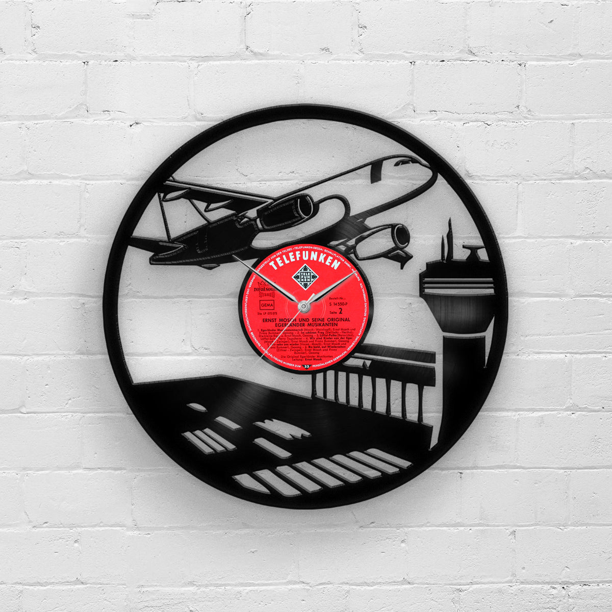 Airplane - 33rpm Vinyl Record Wall Clock