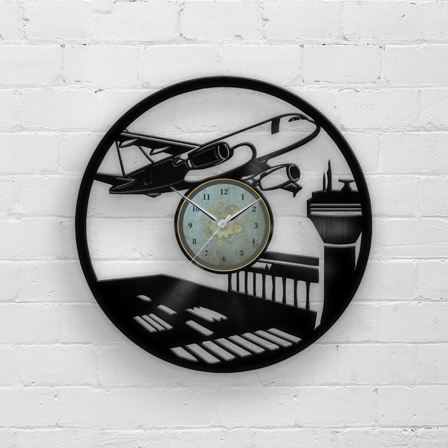 Airplane - 33rpm Vinyl Record Wall Clock
