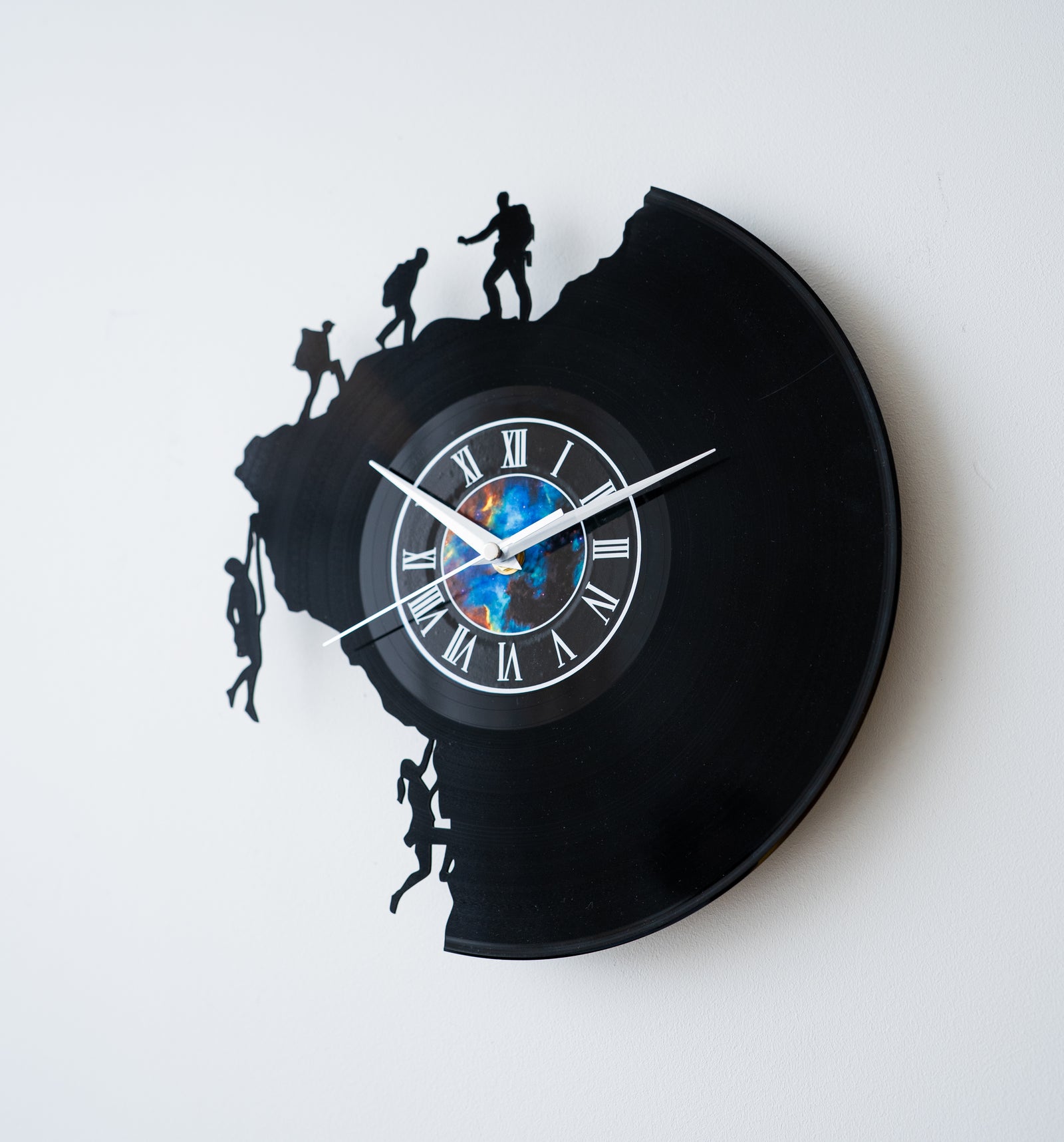 Rock Climbing Men Silhouette - Vinyl Record Wall Clock
