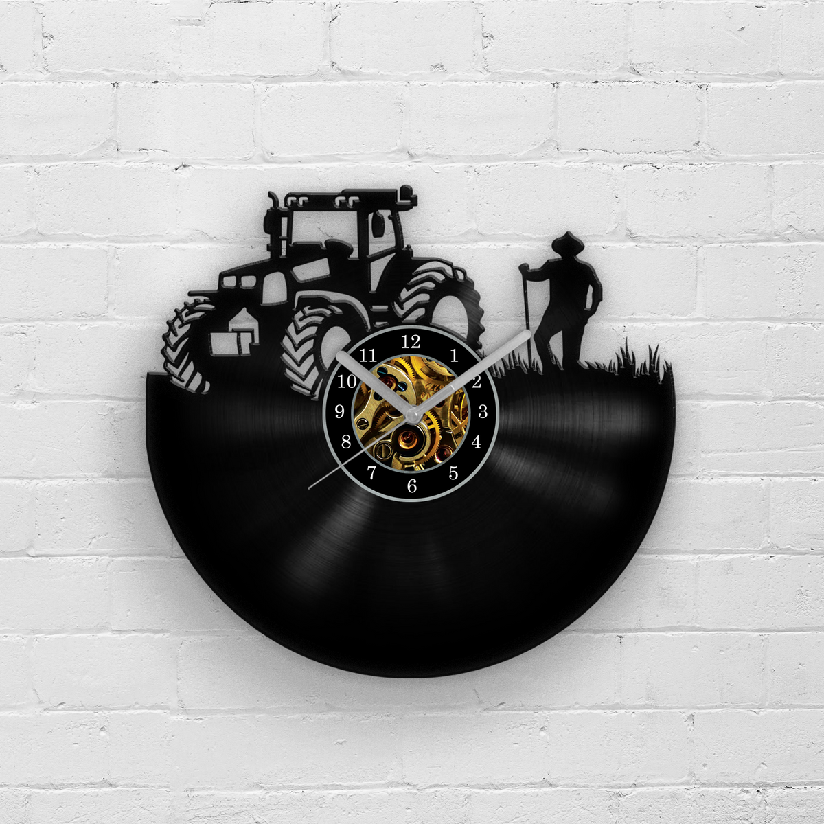 Tractor and a farmer - Vinyl Wall Clock