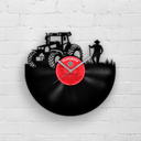 Tractor and a farmer - Vinyl Wall Clock