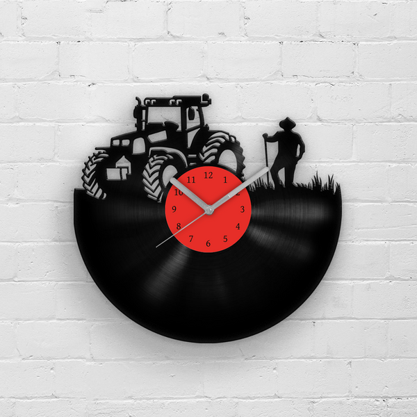 Tractor and a farmer - Vinyl Wall Clock