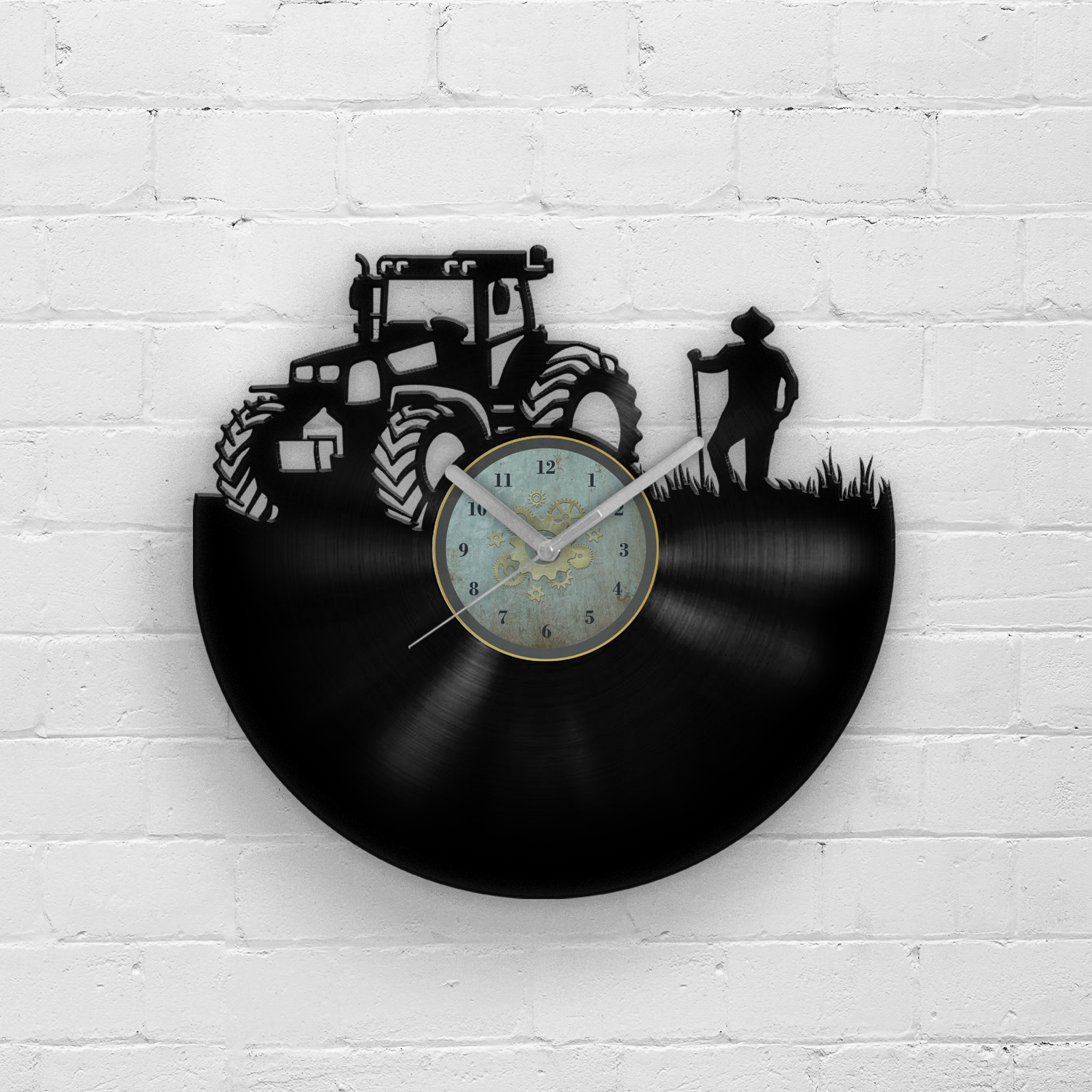 Tractor and a farmer - Vinyl Wall Clock