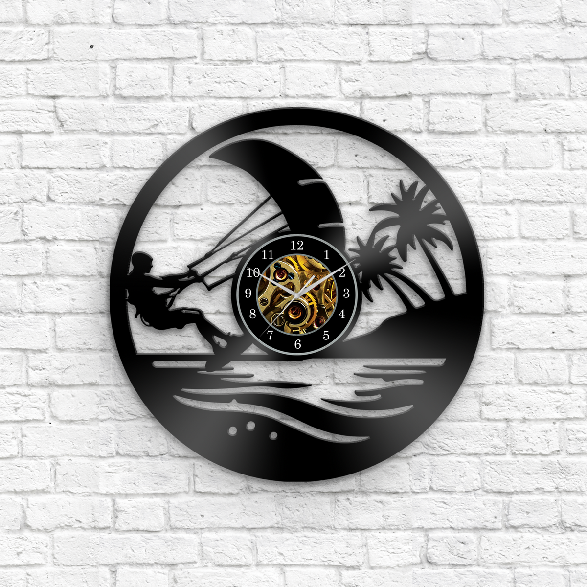 Kiteboarding - Vinyl Record Clock
