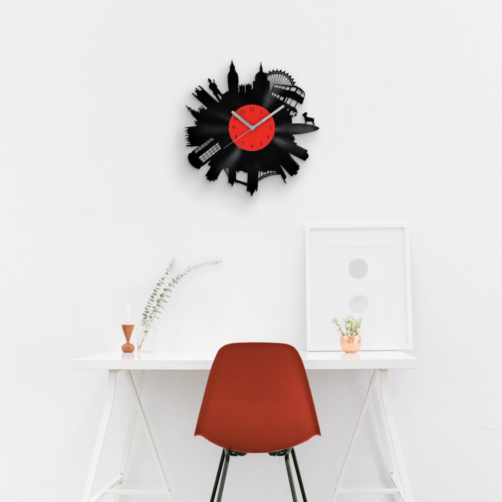 LONDON CITY SKYLINE - vinyl record clock