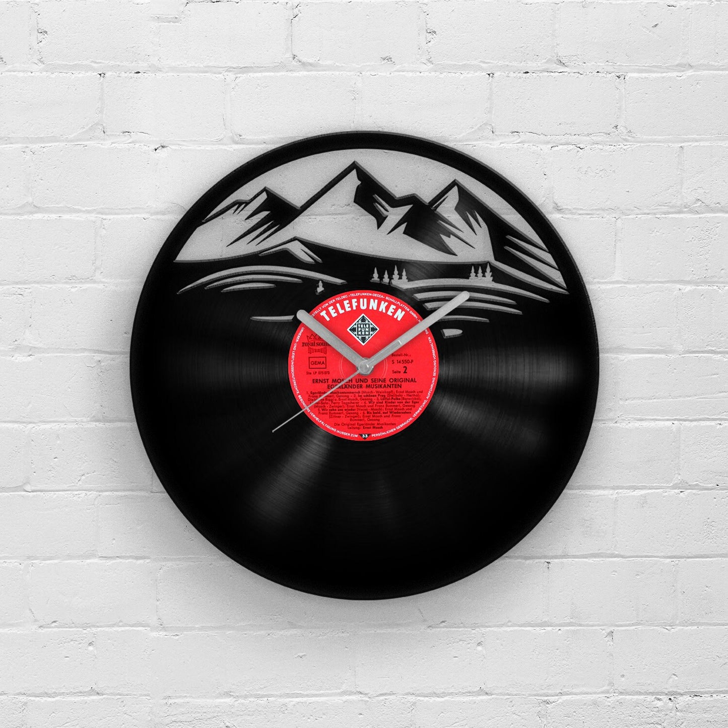 MOUNTAINS ARE CALLING - Vinyl Record Clock