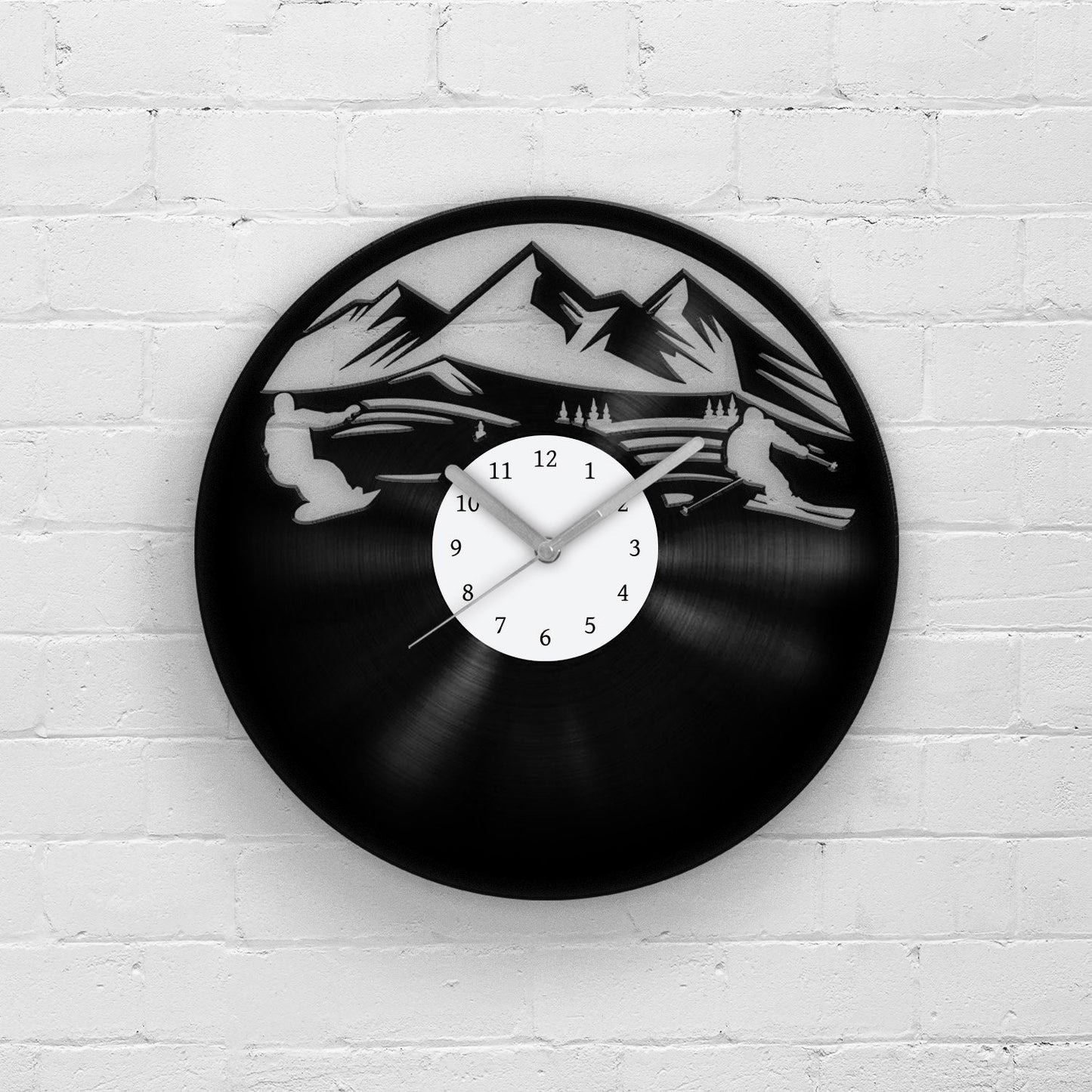 SKIING MEN - Vinyl Record Wall Clock 12''