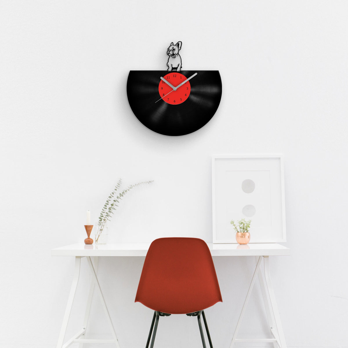 FRENCH BULLDOG PORTRAIT - Vinyl Record Wall Clock