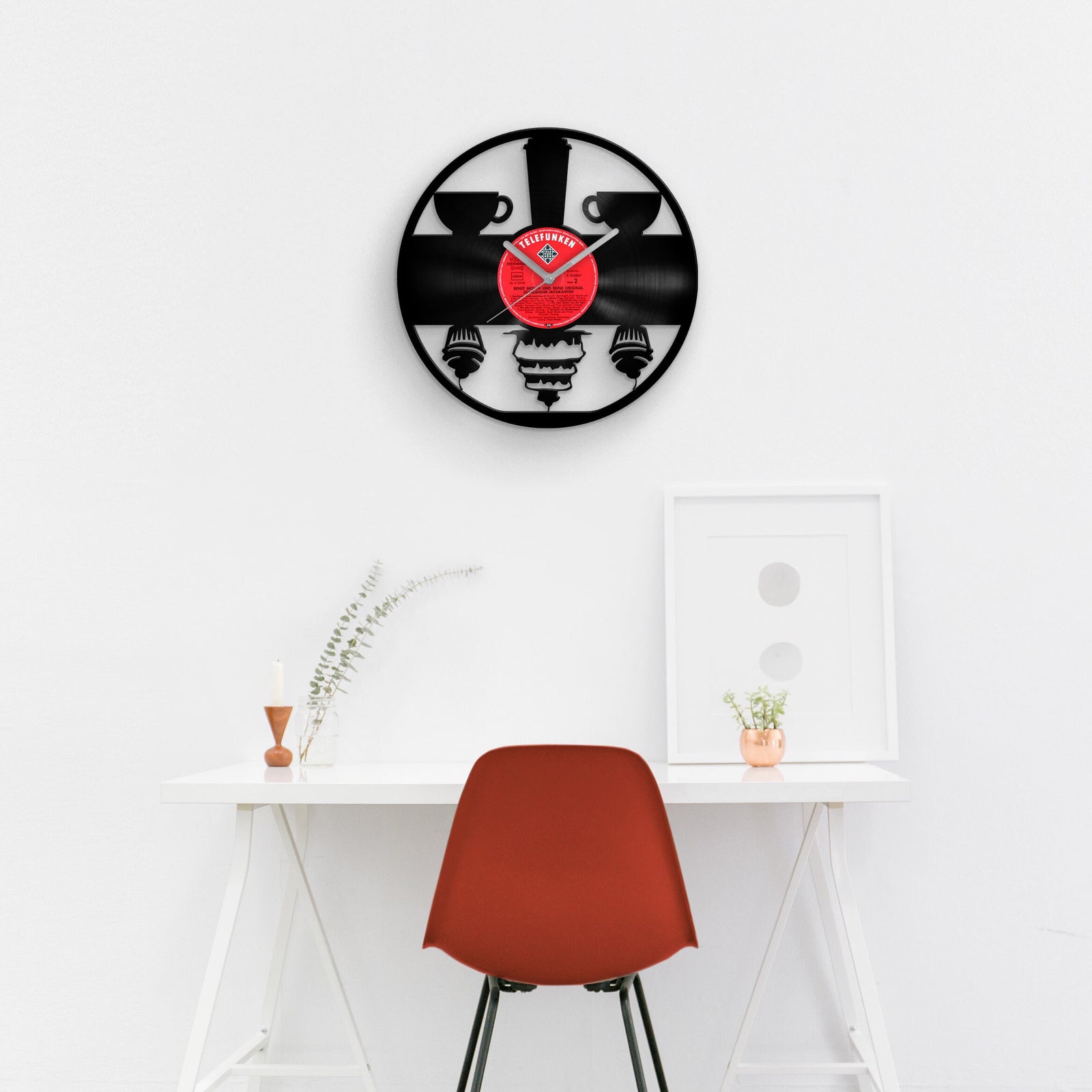 COFFEE and CUPCAKES - Vinyl Record Clock 12