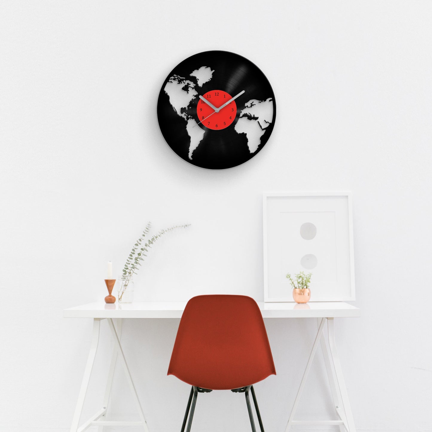 Travel Themed Vinyl Record Clock