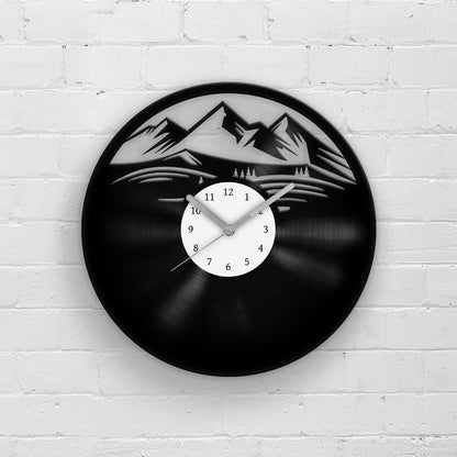 MOUNTAINS ARE CALLING - Vinyl Record Clock