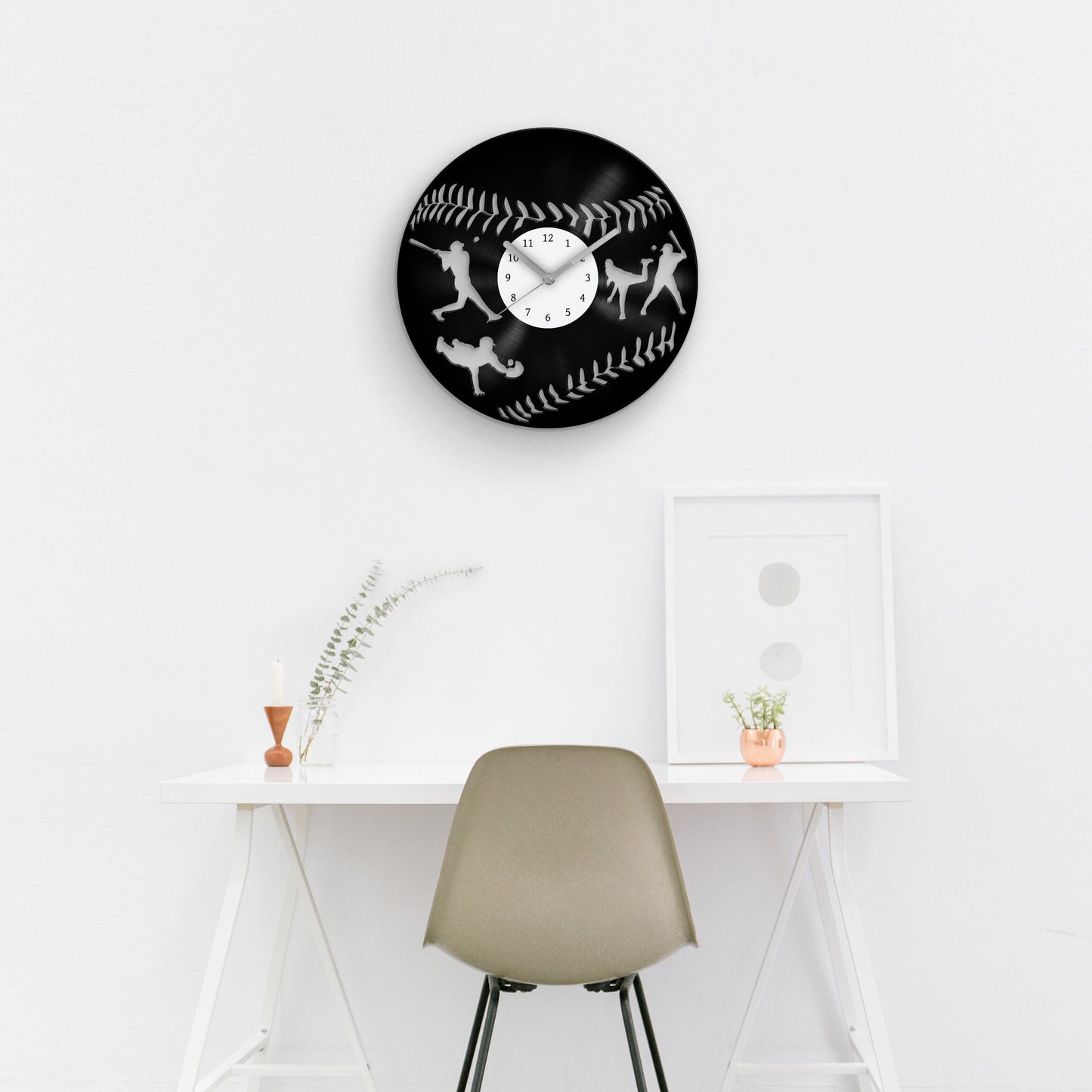 BASEBALL DECOR - Vinyl Record Wall Clock