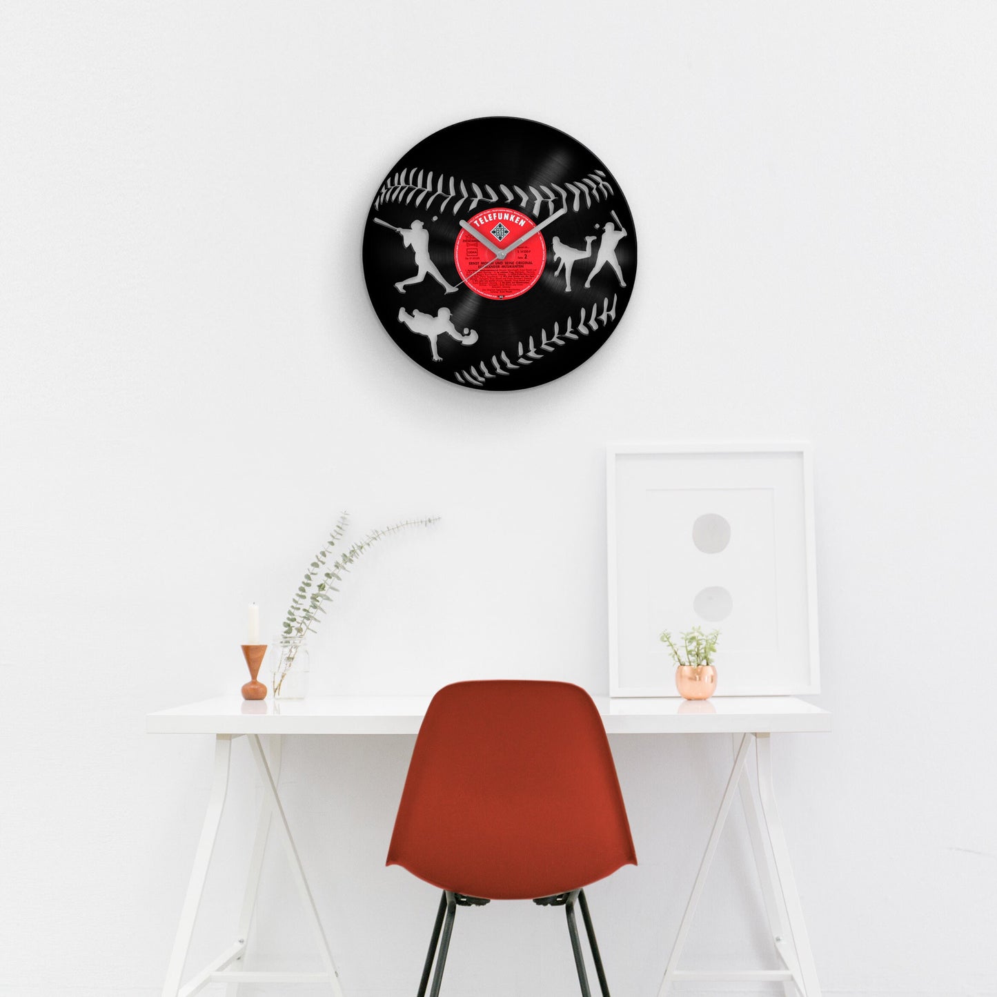 BASEBALL DECOR - Vinyl Record Wall Clock