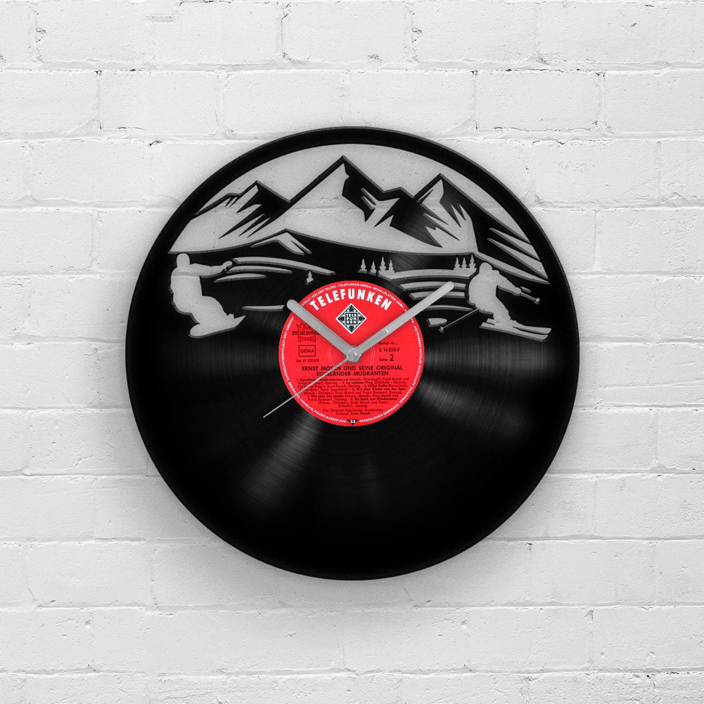 SKIING MEN - Vinyl Record Wall Clock 12''