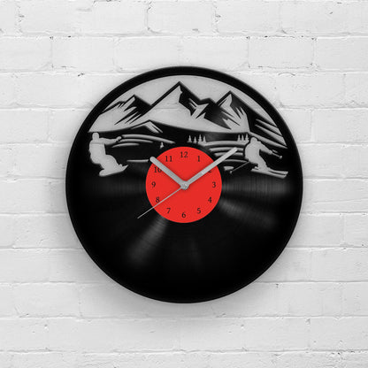 SKIING MEN - Vinyl Record Wall Clock 12''