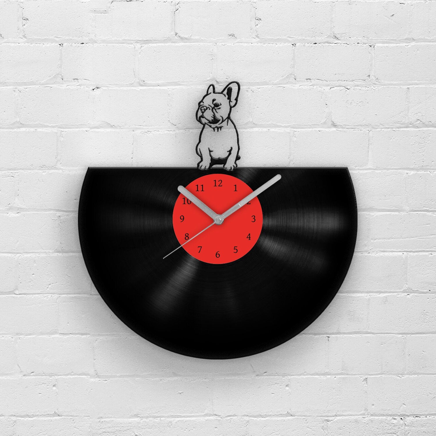 FRENCH BULLDOG PORTRAIT - Vinyl Record Wall Clock
