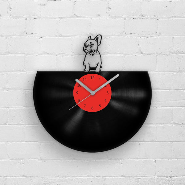 FRENCH BULLDOG PORTRAIT - Vinyl Record Wall Clock