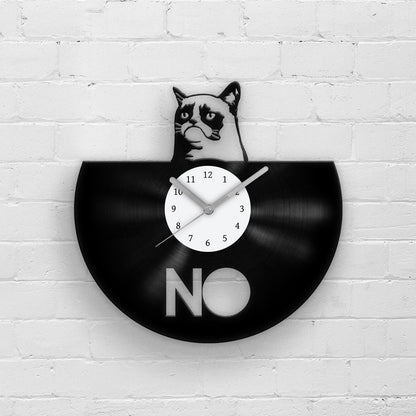 CUTE CAT PORTRAIT - GRUMPY CAT - Vinyl Record Clock