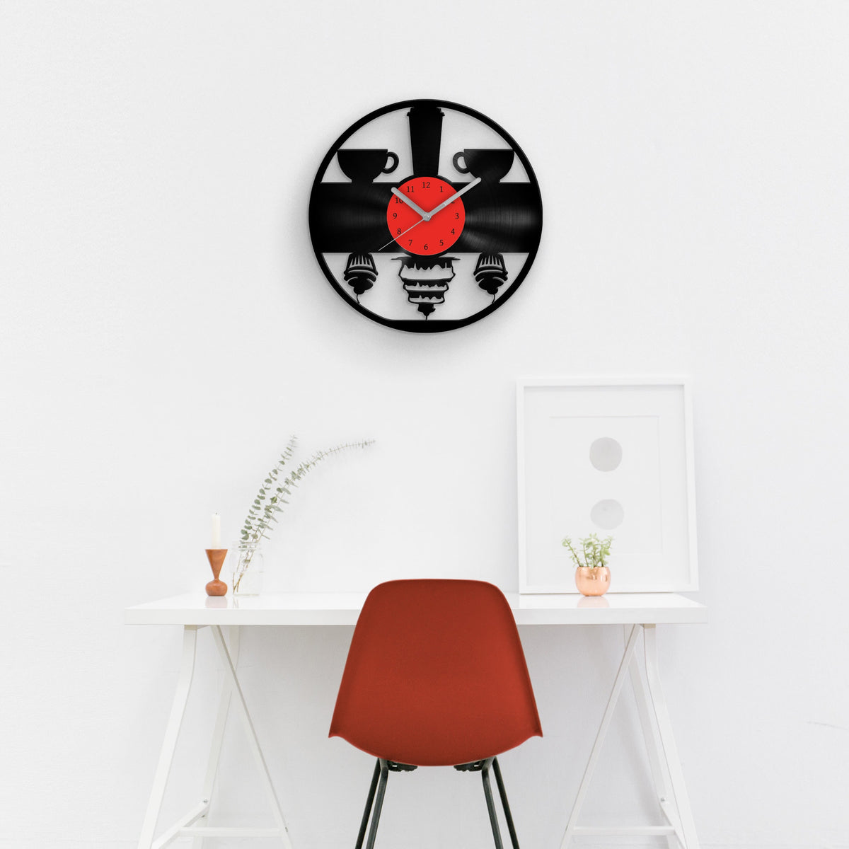 COFFEE and CUPCAKES - Vinyl Record Clock 12"