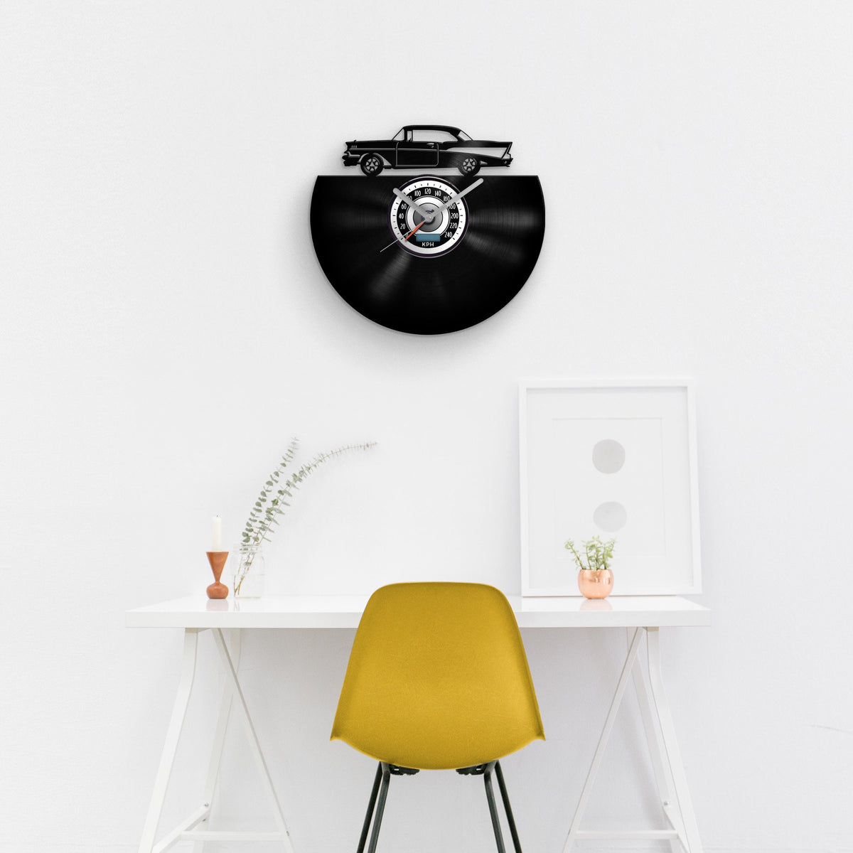 OLD CAR SILHOUETTE - Vinyl Wall Clock
