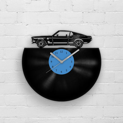 Mustang Silhouette - Vinyl Record Wall Clock