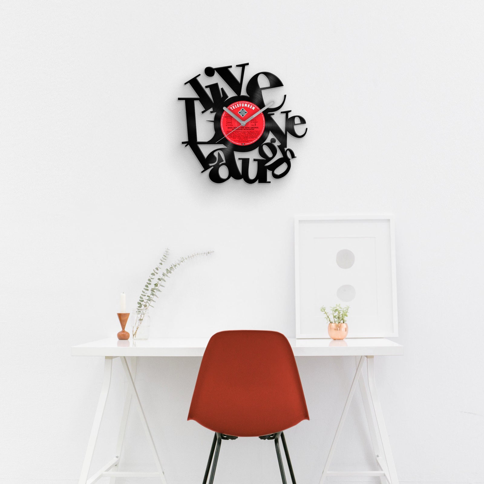 Vinyl Record Wall Clock | LIVE - LOVE - LAUGH