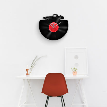 COOL OLD CAR SILHOUETTE - Vinyl Record Wall Clock