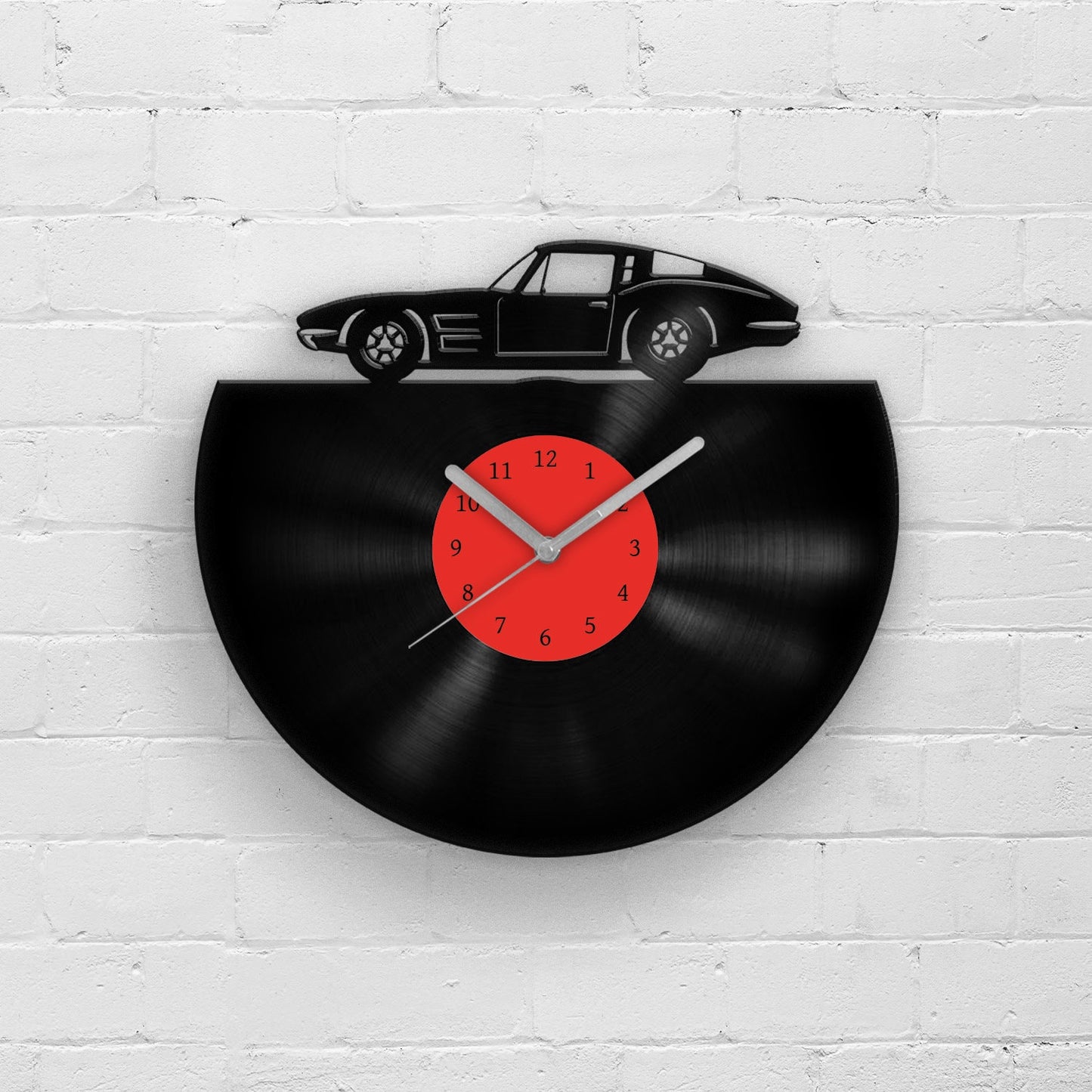 COOL OLD CAR SILHOUETTE - Vinyl Record Wall Clock