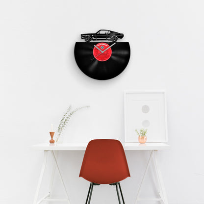 Mustang Silhouette - Vinyl Record Wall Clock