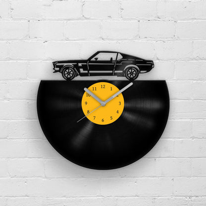 Mustang Silhouette - Vinyl Record Wall Clock