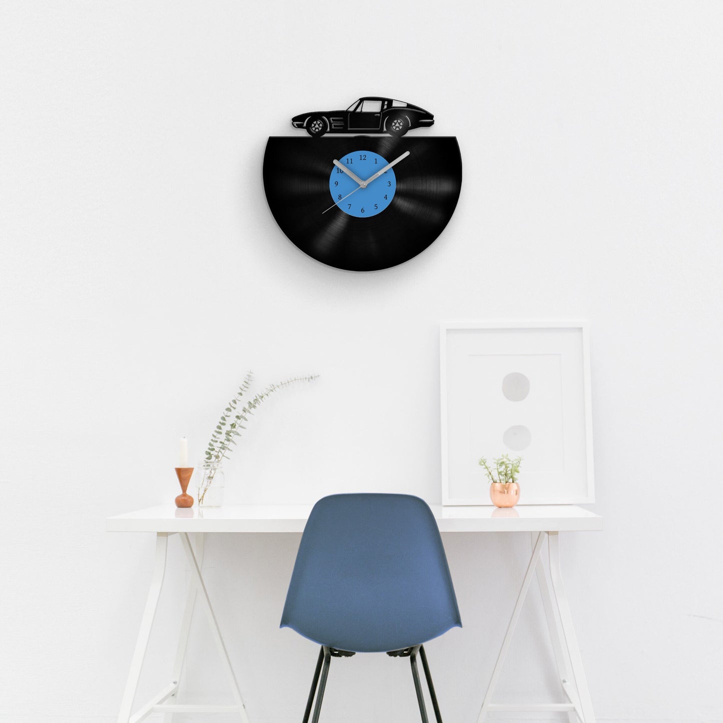 COOL OLD CAR SILHOUETTE - Vinyl Record Wall Clock