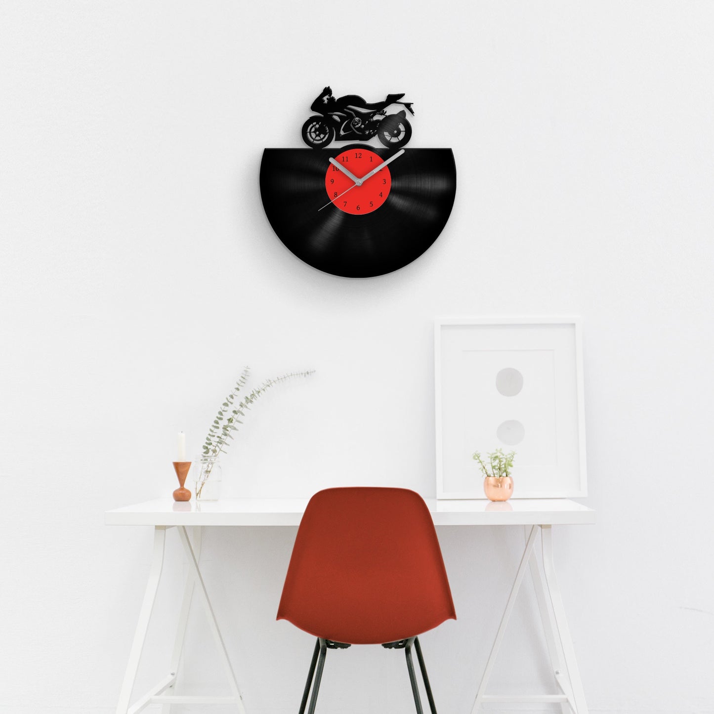 SPORT BIKE SILHOUETTE - Vinyl Record Wall Clock