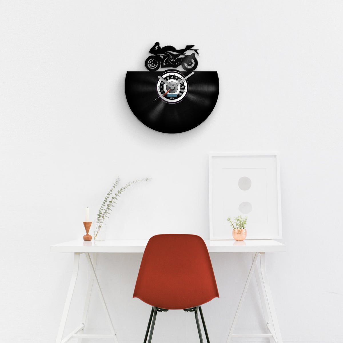 SPORT BIKE SILHOUETTE - Vinyl Record Wall Clock